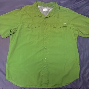 Columbia Omni-Shade Green Short Sleeve Fishing Shirt Men’s XXL UPF Sun